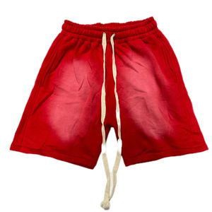 Short de Lavage à l'Acide en Coton 100% pour Homme, Solide, Polaire Éponge Française, Personnalisable, Dénudé au Soleil, Décontracté Vintage - Product Image 2