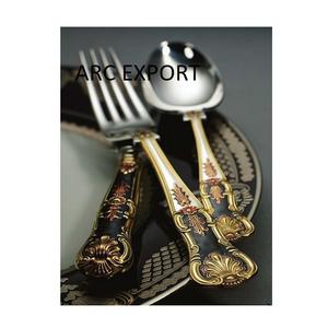 El último juego de cubiertos decorativos modernos con estilo pulido brillante plateado con soporte de diseño de hojas Juego de cubiertos a bajo precio - Product Image 4