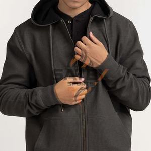 Sudadera con Capucha para Hombre, al por Mayor, de la Mejor Calidad, con Diseño de Logotipo Personalizado, Bordada, con Cierre, 100% Algodón, para Invierno, Teñida en Color Liso - Product Image 4