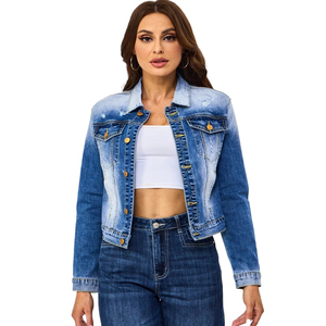 Personnalisé High Street Dos Nu Effiloché Jean Vestes Dames Mode de Haute Qualité Chaînes Veste Denim pour Femmes - Product Image 6
