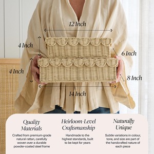 Boîtes de rangement décoratives empilables avec couvercle, paniers faits à la main en rotin naturel, cercle moderne, écologiques, multifonctionnels, fabriqués au Vietnam - Product Image 2