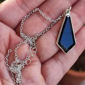 Collar con Colgante de Ataúd de Plata de Ley Hecho a Mano con Piedra de Ónix Negra, Estilo Gótico, Regalo - Product Image 5