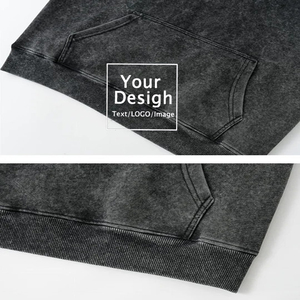 Personaliza tu diseño aquí bordado ácido lavado Sudadera con capucha - Product Image 3