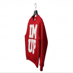 Sweat-shirt d'hiver rouge IM up en détresse avec logo audacieux Design décontracté 100% coton coupe surdimensionnée pour unisexe - Product Image 3