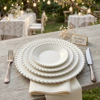 Assiette de Présentation en Céramique de Luxe, Perles Blanches, Vaisselle en Porcelaine pour Mariages, Événements, Restaurants et Traiteurs