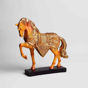 Figuras de Resina del Doble Caballo Dorado - Product Image 2