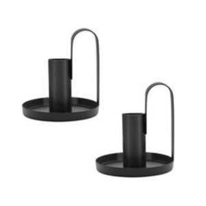 Portavelas de metal de mesa pequeña de diseño premium clásico con acabado recubierto de polvo negro para obtener un precio asequible - Product Image 1