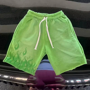 100% algodón francés Terry serigrafía drapeado lavado ácido pantalones cortos deportivos transpirables Sun Faded Shorts - Product Image 4