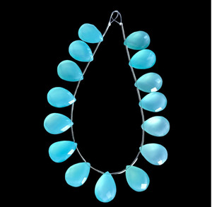 Perles de pierres précieuses bleues à facettes en forme de poire Aqua calcédoine naturelle pour les fabricants de bijoux et les artisans - Product Image 1