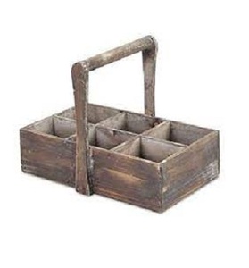 Vintage Dark Polished Bamboo Acacia Wooden Utensil Caddy with Metal Handle Multiple Compartment Flatware <b>Storage</b> Caddy - Product Image 4