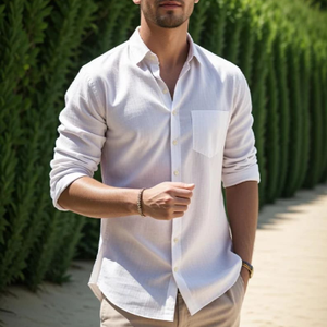 Camisa de vestir de manga larga informal para hombre nueva llegada antiarrugas 100% algodón estampado todos los colores disponibles talla XXL para primavera - Product Image 1