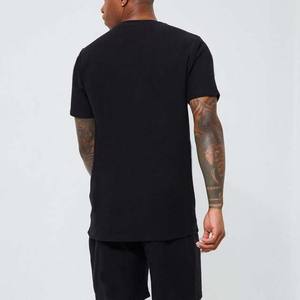 T-shirts unis pour hommes Vêtements basiques décontractés en coton à col ras du cou Chemises pour hommes grande taille Couleur noire Style High Street Toutes tailles - Product Image 2