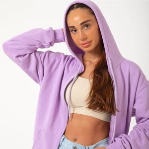 Premium 100% coton à manches longues femmes à capuche brodé fermeture éclair à capuche pour hiver Design pull - Product Image 3