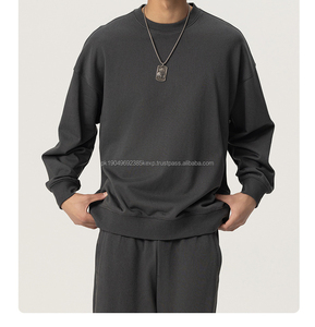 French Terry Wholesale Custom Crewneck Sweatshirts 400gsm Cotton Polyester <b>Blend</b> Oversize Men's Hoodies - Product Image 3