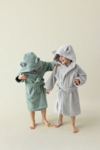 Pyjamas thermiques à capuche pour enfants avec manches courtes/sans manches/longues, teints en pièce - Product Image 1