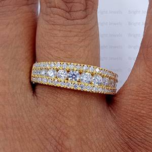 1.8Ct Lab Grown Diamond Half Eternity 18k Marquise Gold Lab Grown Thin Diamond Bague de fiançailles de mariage bijoux en diamant pour la journée des femmes - Product Image 2