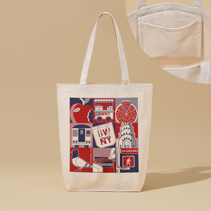 Sac en tissu recyclé léger Manhattan, taille moyenne, brossé, pour usage quotidien, impression par transfert thermique, avec poche - Product Image 1