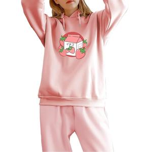 New Fashionable Women's 100% Cotton Long Sleeve Round Neck Shoulder Slope Printed Comfortable Pullover Hoodie From Bangladesh - Product Image 3