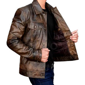 Chaqueta de cuero de manga larga para hombre de alta calidad, ropa de invierno informal, transpirable, secado rápido, tela de poliéster, cuello levantado personalizado - Product Image 1