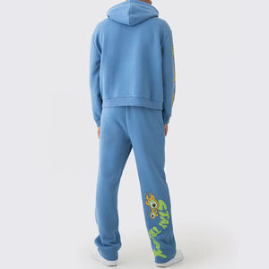 Chándal informal de gran tamaño para hombre 2025, chándal con estampado de logotipo personalizado con chándal de felpa de lana de algodón 100% de Color sólido para Unisex - Product Image 2