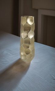 <b>Vase</b> Cylinder Style with Hammered Aluminum Floor <b>Texture</b> Decorative Aluminum Flower <b>Vase</b> in Gold finish Flower <b>Vase</b> White - Product Image 2