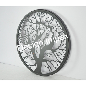 Feuille de fer décorative art mural noir enduit arbre de vie rond cadre métallique décoratif artisanat mural indien artisanat mural art déco - Product Image 6