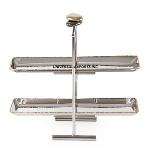 Plateau à chocolat en métal plaqué or Vaisselle rectangulaire Plateau à chocolat décoratif Plateau à chocolat de luxe à deux niveaux - Product Image 4