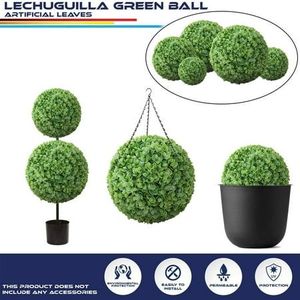 PZ-1-145 Planta Artificial en Maceta de Plástico, Resistente a los Rayos UV, Bola de Césped Artificial Verde, 80/110cm, Decoración de Jardín Exterior, Precio Económico - Product Image 4