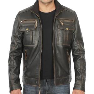 Veste en cuir pour homme de haute qualité fabriquée au Pakistan, style lettreman, en cuir véritable - Product Image 1