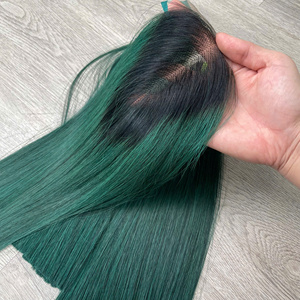 LINU Cabello Humano Vietnamita Virgen Verde Oscuro con Encaje Frontal y Parte en U, 250% de Densidad, HD Transparente para Base de Encaje - Product Image 6