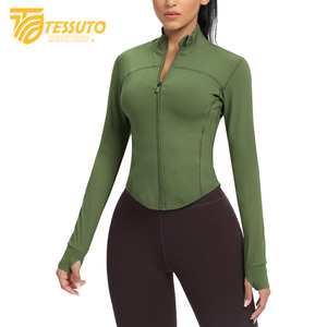 Women's Lightweight Long Sleeve UPF 50+ Hoodie Breathable Full Zip Winter Workout Sun Protection with <b>Stand</b> Collar - Product Image 1