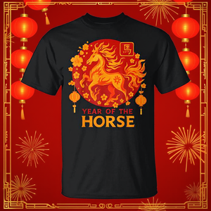 T-Shirt del Capodanno Lunare Cinese, Anno del Cavallo, Cavallo di Fuoco, per Uso Promozionale - Product Image 3