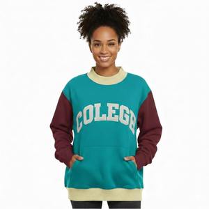 Pull molletonné décontracté pour femme, col montant uni, broderie logo avant, tissu polaire, couleur personnalisable, badge logo, streetwear respirant - Product Image 1