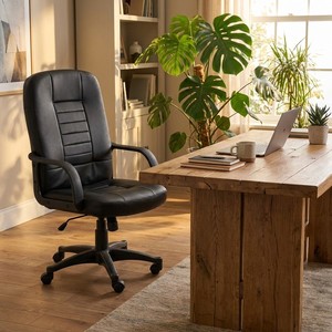 Detroit Presidential Lift <b>Chair</b> Contemporary Minimalist Design Adjustable Height <b>High</b> <b>Back</b> Headrest Made Plywood Foam Fabric - Product Image 4