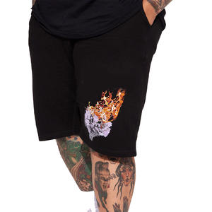 Short de survêtement noir pour hommes 290 GSM sérigraphié short de survêtement personnalisé pour hommes à vendre vente en gros sur mesure - Product Image 2