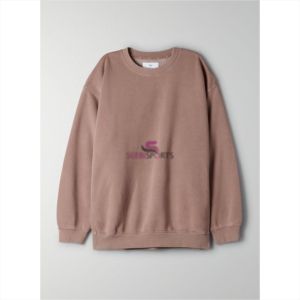 Sweat-shirt oversize pour femme, col rond, couleur unie, épaules tombantes, manches longues, 100% coton, respirant, vêtements d'automne - Product Image 3