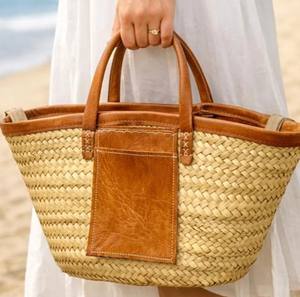 ตะกร้าสานทำมือพร้อมหูหิ้วหนัง สำหรับฤดูร้อน - Product Image 2