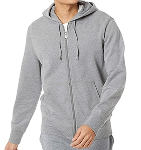 Mode à manches longues hommes fermeture éclair sweats à capuche Logo personnalisé sweat à capuche en coton mélangé fermeture éclair épaule tombante sweat à capuche pour hommes - Product Image 5