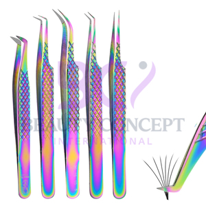 Rainbow Plasma Color Diamond Texture Lash Extension Tweezers 45 90 Degree Stainless Steel Material Eyelash Extension Tweezers - Product Image 6