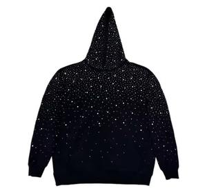 Sweat à capuche personnalisé en coton 100% de haute qualité, respirant, imprimé de strass, tissu français, effet délavé au soleil - Product Image 5