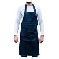 Lüks Kişiselleştirilmiş Özel Logolu Taşlanmış Unisex Kot Mutfak Önlüğü Ayarlanabilir Boyun Askısı Ön Cepli Restoran Kullanımı