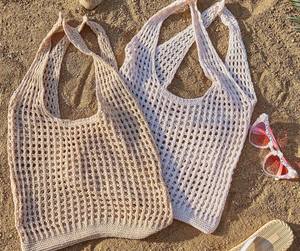 Sac de marché français, sac d'épicerie réutilisable, sac de plage en crochet, sac en filet de coton, sac de marché fermier, sac en filet - Product Image 1