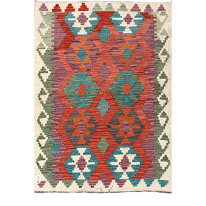 Alfombra Kilim de Maimana, Afganistán, 143 x 101 cm, Juego de Alfombras - Product Image 1