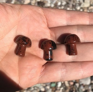 Antique Handmade <b>Crystal</b> Mahogany Jasper Mushroom Mascot Natural Gemstone Carved Engraving Semi-Precious Stone <b>Craft</b> for Home - Product Image 1