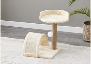 All-in-one beige kattenklimrek en -nest, modern klassiek, levensecht <span class=keywords><strong>sisal</strong></span> speeltunnel voor katten - Product Image 3
