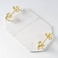 Plateau en marbre avec poignée en feuille d'or - Product Image 3