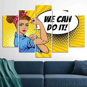 Impresión en Lienzo de Empoderamiento: Diseño Gráfico de Poder Femenino, Juego de 5 Lienzos Variados - Product Image 1