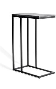 Mesa auxiliar en forma de C de gran venta, diseño moderno con tapa de madera y Marco de metal negro mate para sala de estar y dormitorio - Product Image 4