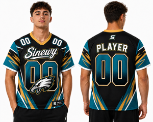 Maillot de football américain Sinevy pour homme, col en V, manches courtes, maille sublimée, 100% polyester, évacuation de l'humidité, vêtements de sport pour adultes - Product Image 1