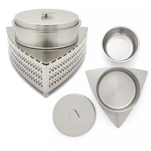 Plat de service moderne en acier inoxydable finition argentée, écologique, pour buffet, avec découpe laser, pour la maison, l'hôtel, les fêtes - Product Image 2